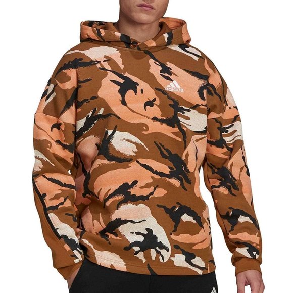 Adidas Men's All Over Print Camo Brown Hoodie with Zipper Sleeves - Picture 7 of 7